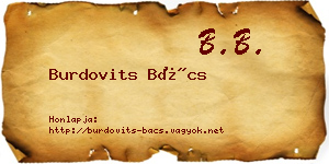 Burdovits Bács névjegykártya